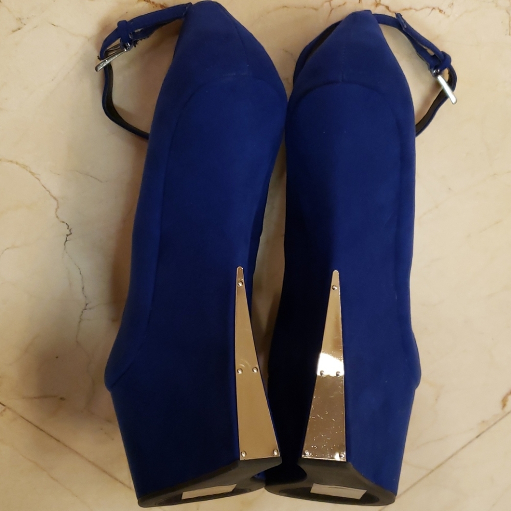 SCENE Kierra Royal Blue suede platform heels, 8.5 - Picture 14 of 16